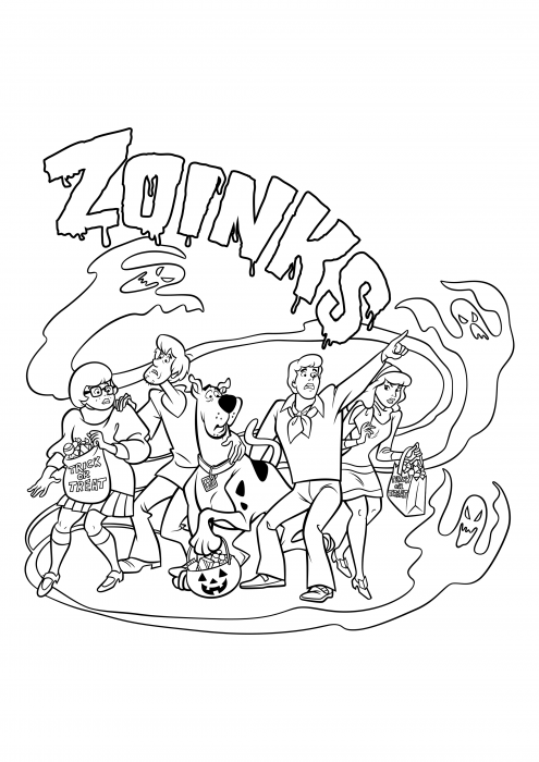 Velma shaggy scooby fred and daphne on halloween coloring pages scooby doo coloring pages