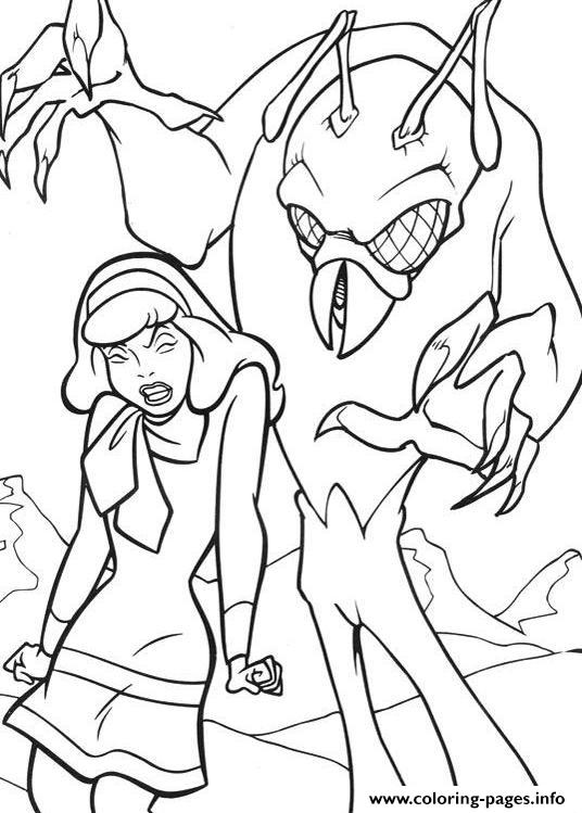 Scooby doo s daphne and monster for halloweena coloring page printable