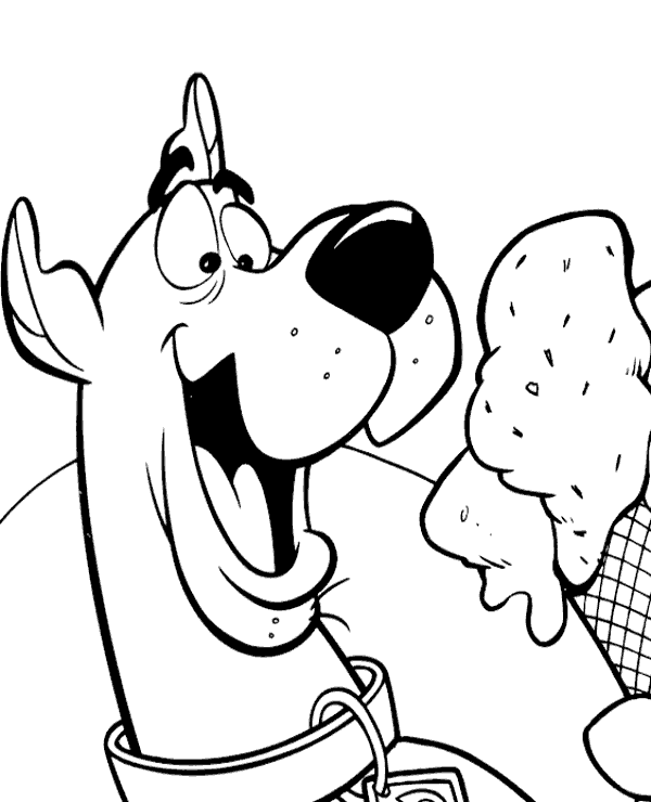 Scooby doo with ice cream coloring page