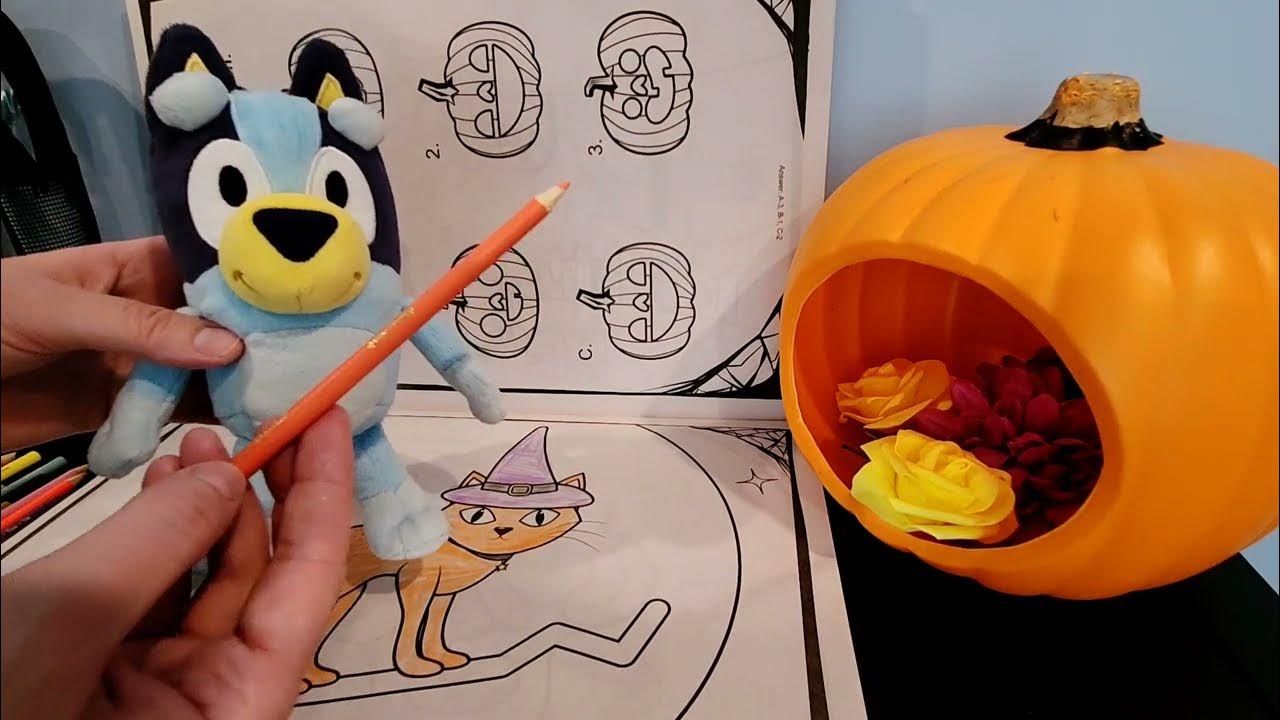 Halloween colouring with bluey