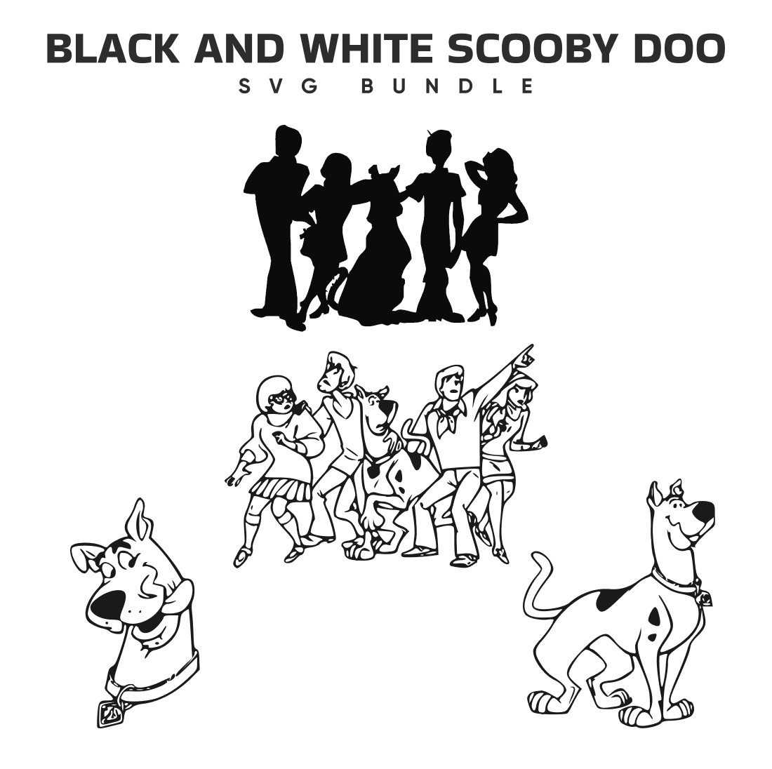 Black and white scooby doo svg â
