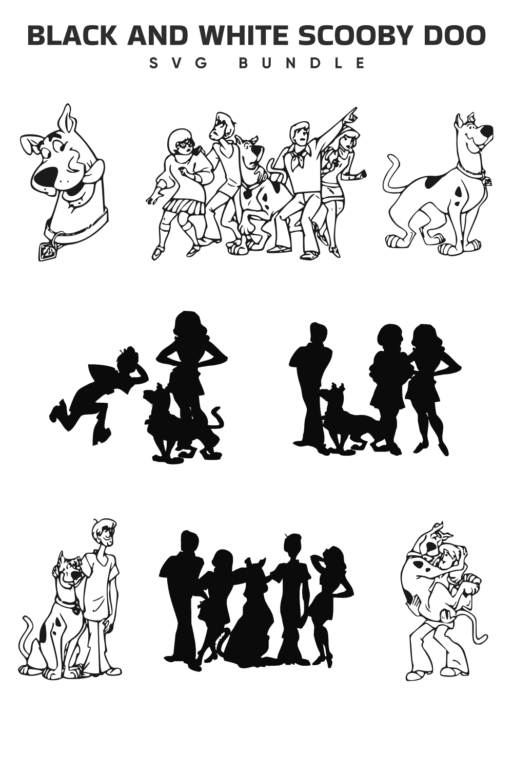 Black and white scooby doo svg scooby black and white scooby doo