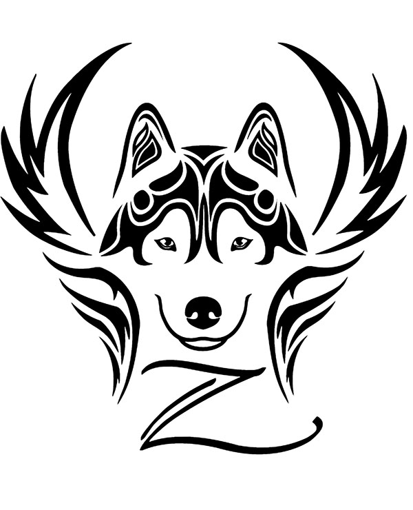 Husky dog tattoo design relaxing coloring sheets