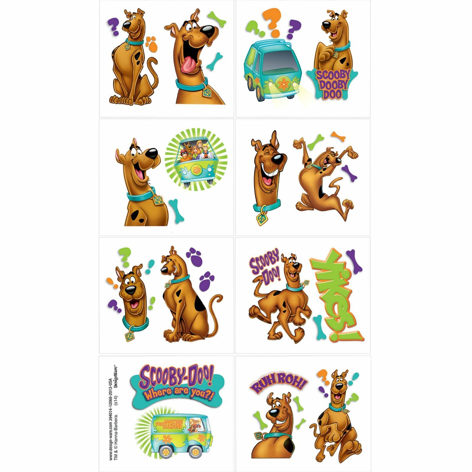 Scooby doo tattoos sheet scooby doo boys and girls birthday party supplies