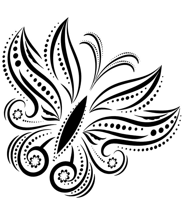 Printable relaxing coloring page butterfly tattoo project