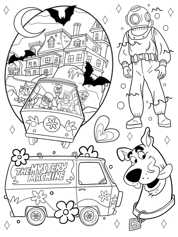 Scooby doo cat kingston tattoo coloring book art coloring books cartoon coloring pages