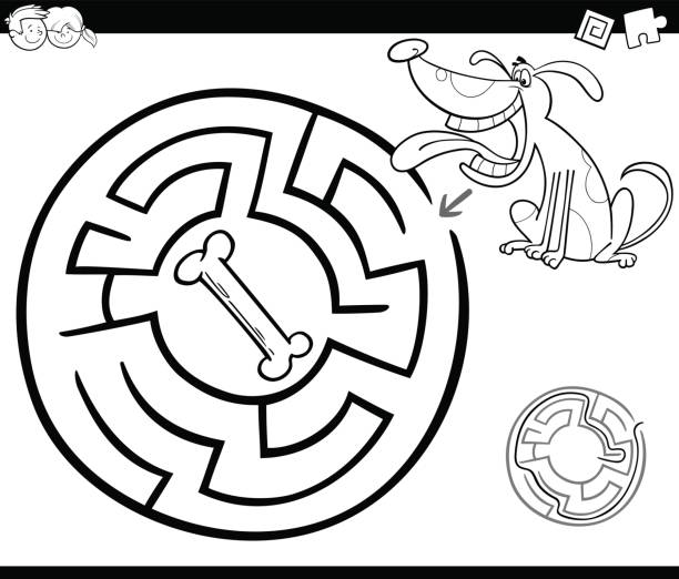 Cartoon of dog bone coloring page stock illustrations royalty