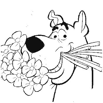 Scooby doo with flowers coloring pages