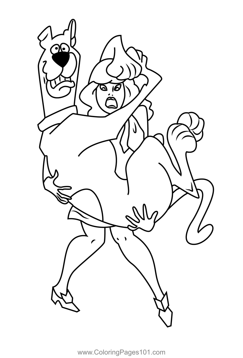 Scooby doo afraid coloring page for kids