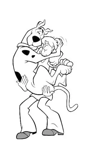 Shaggy holding scooby doo fãrbung seite