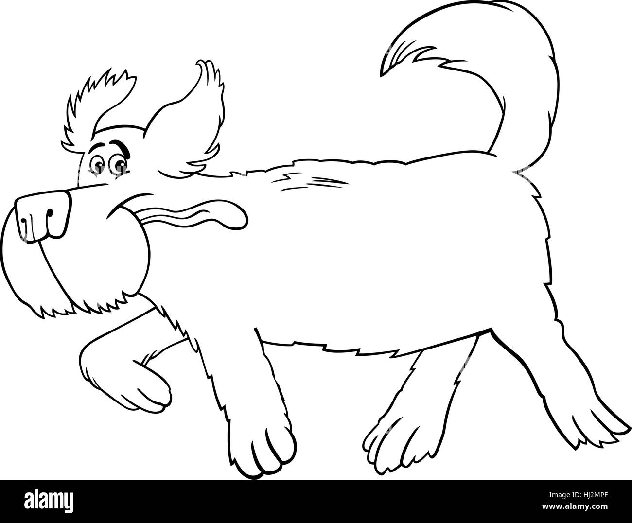Cartoon illustration funny long hair black and white stock photos images