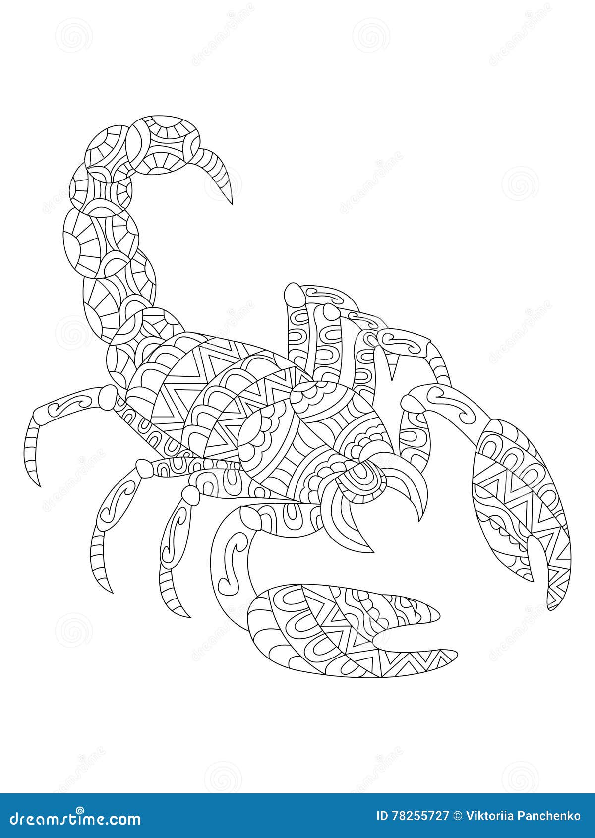 Scorpion coloring vector for adults stock vector