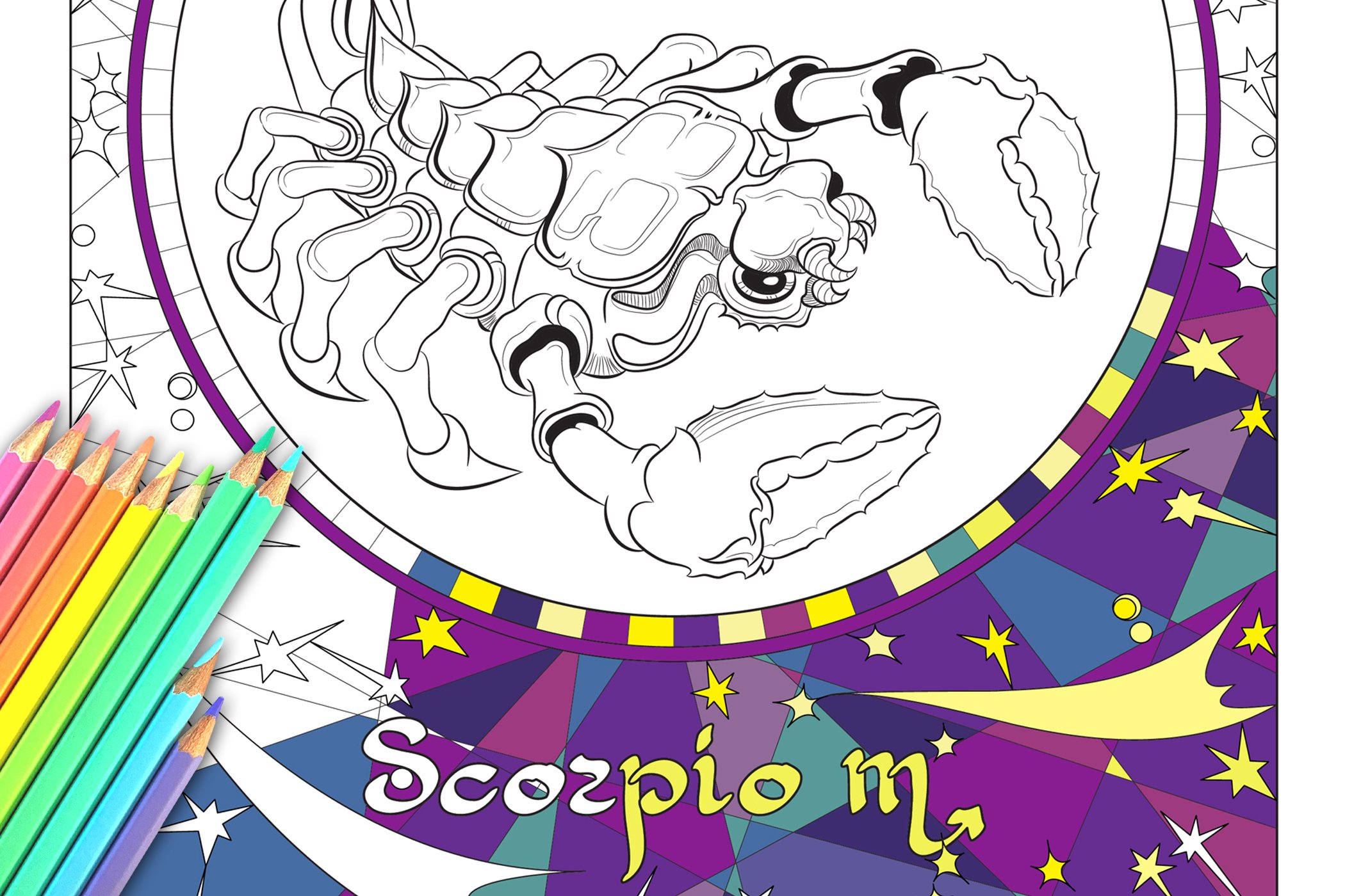 Scorpio zodiac sign astrology printable coloring pages