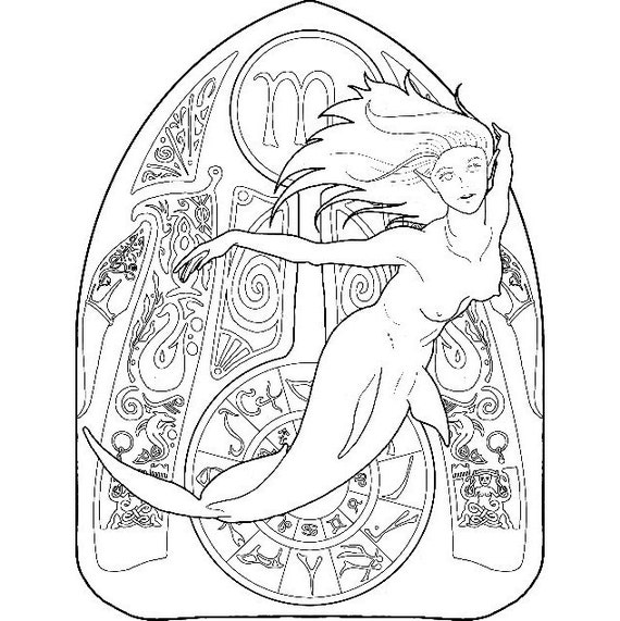 Mermaid coloring page zodiac scorpio