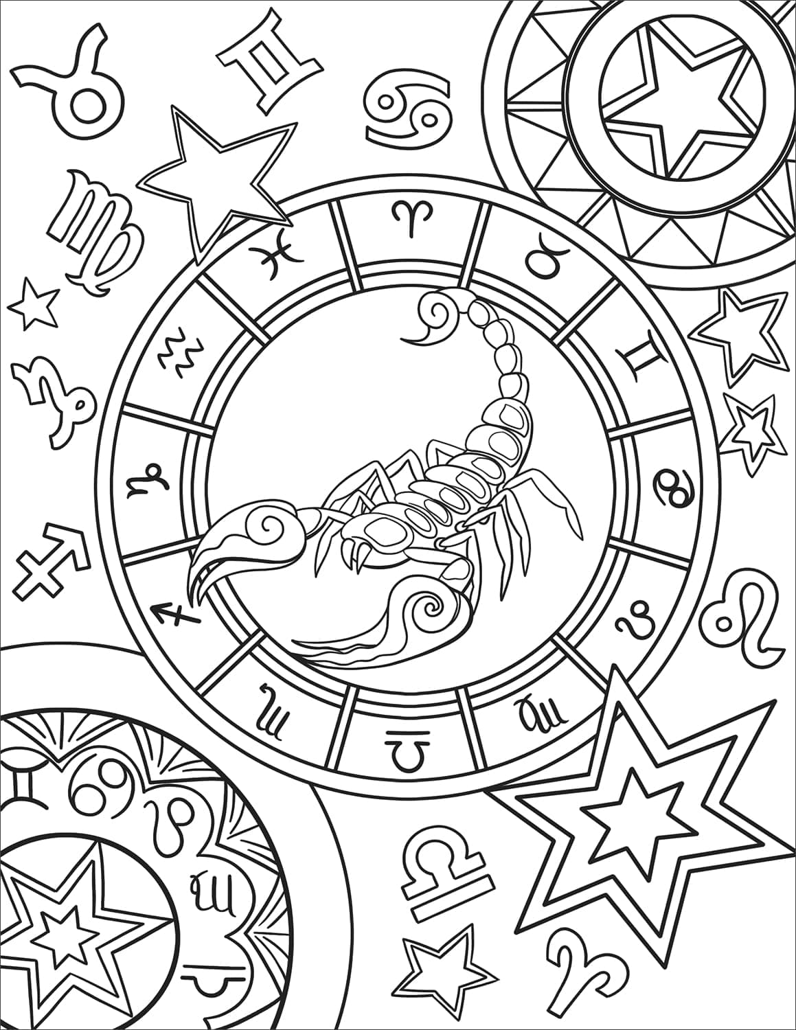 Nice scorpio zodiac sign coloring page