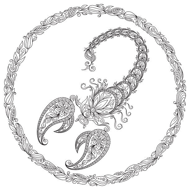 Pattern for coloring book zodiac scorpio stock vector royalty