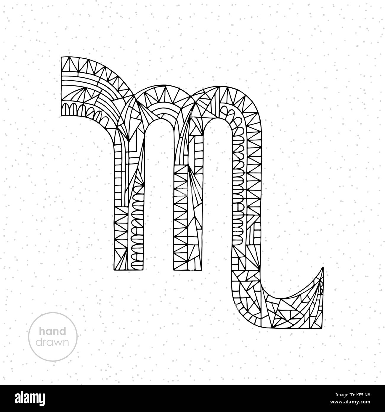 Scorpio zodiac sign vector hand drawn horoscope illustration astrological coloring page stock vector image art
