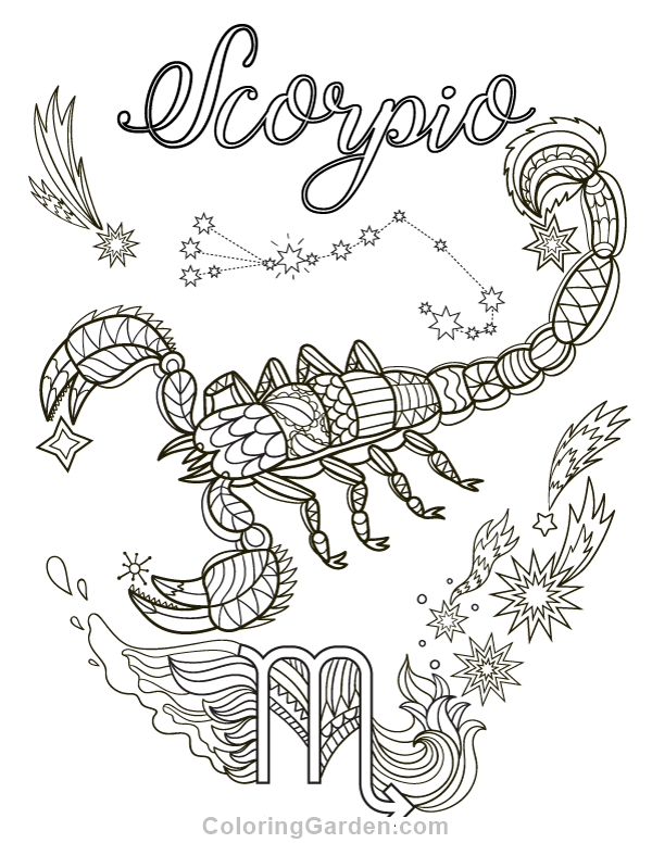 Scorpio adult coloring page
