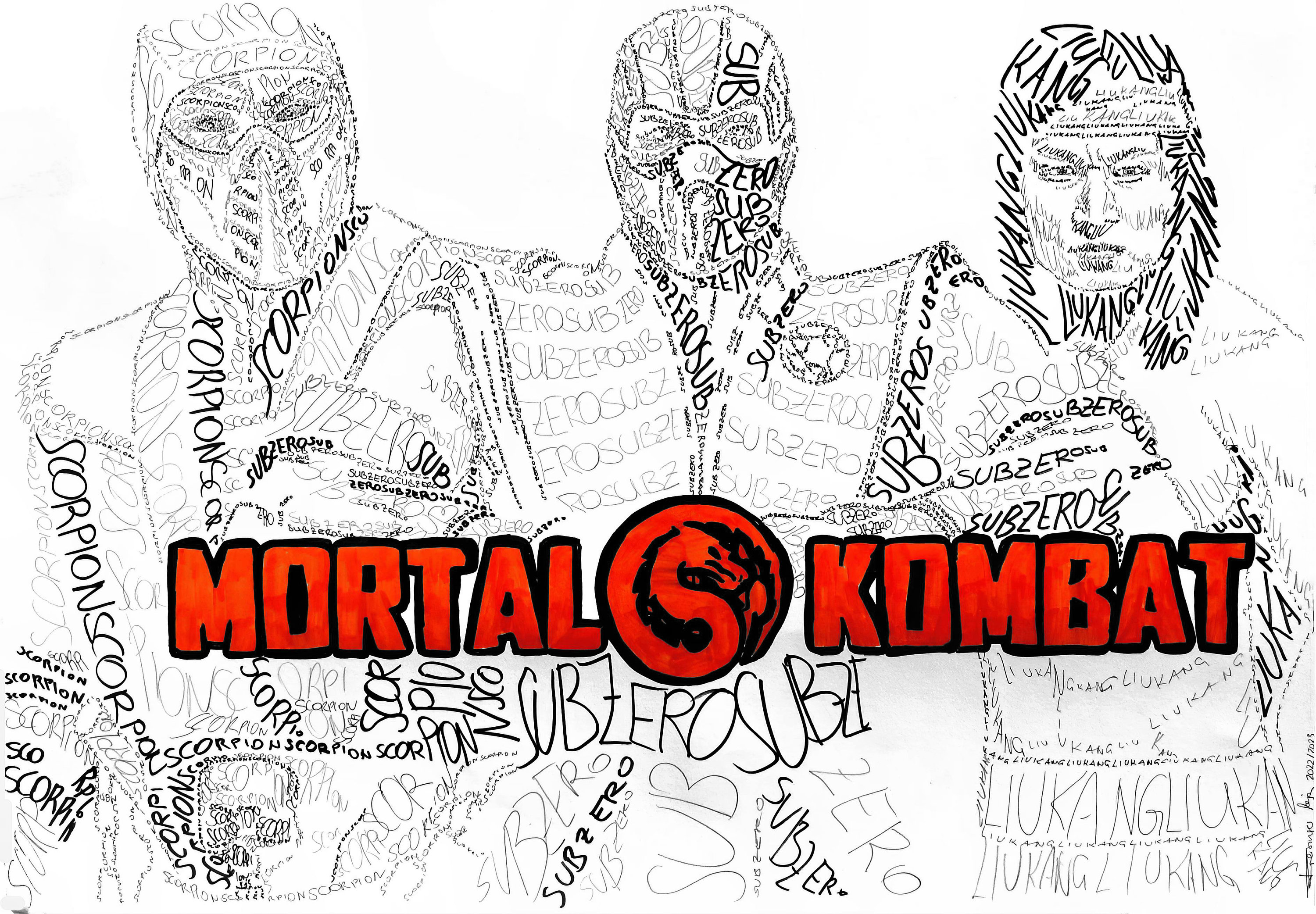Original drawing from a photo mortal kombat fan art design drawing and one of a kind
