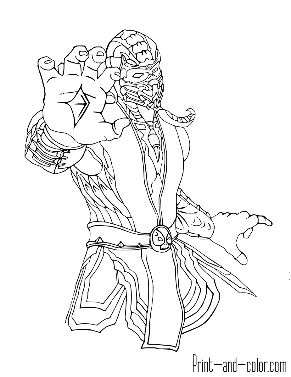 Mortal kombat coloring pages print and color