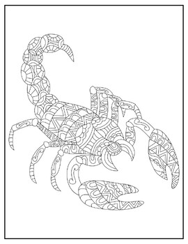 Scorpion zentangle coloring pages zen doodle coloring sheets march activities