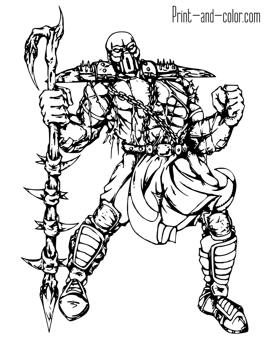 Mortal kombat coloring pages print and color