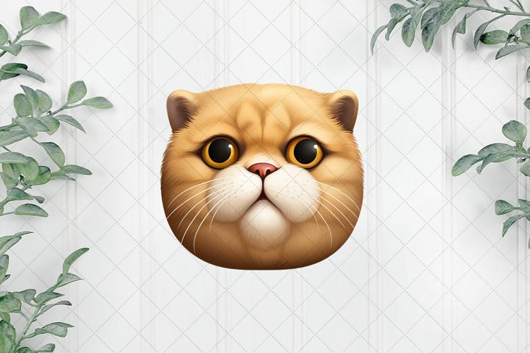 Scottish fold cat face emoji sublimation
