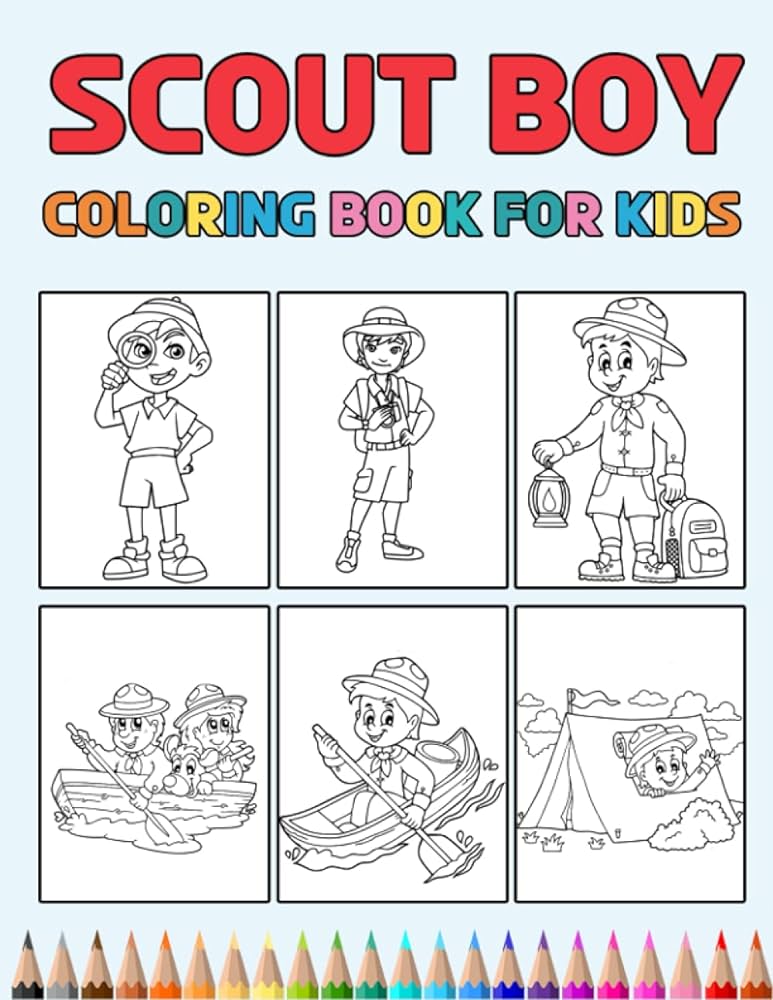 Scout boy coloring book for kids easy designs to color fun colouring activity workbook