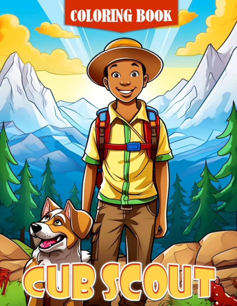 Cub scout coloring book fun and easy coloring pages featuring scout kids camping hiking backpacking for all ages to relax and unwind saunders jon books