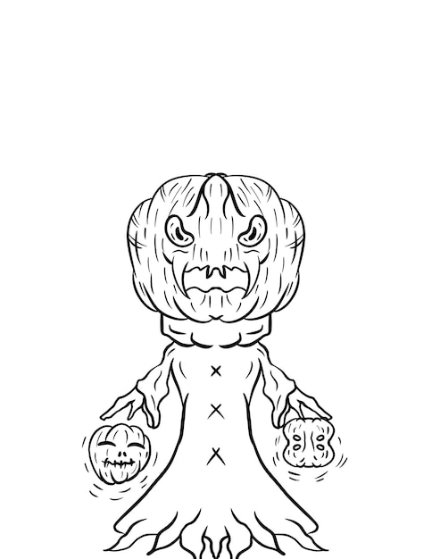 Premium vector fun scary halloween coloring pages coustumes