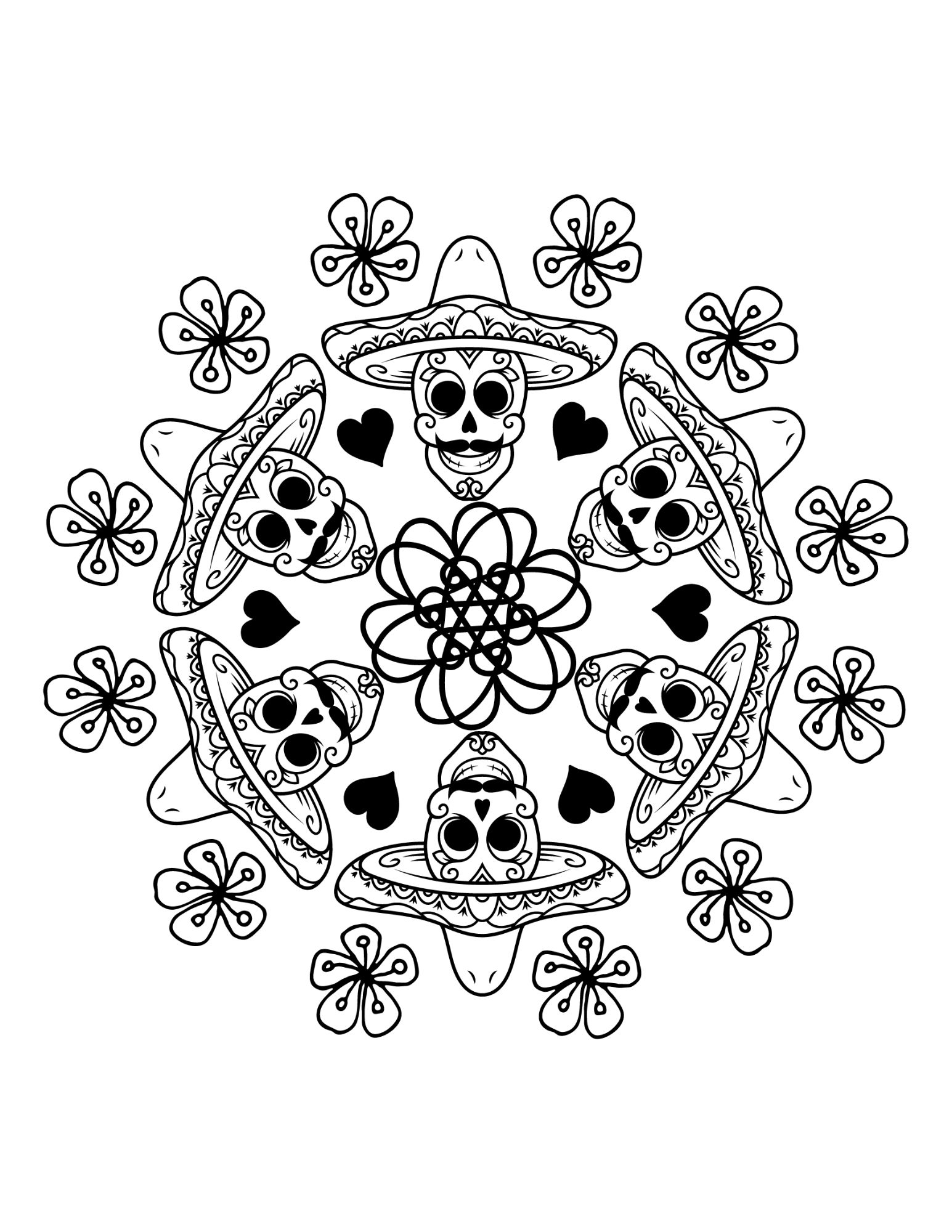 Day of the dead coloring pages