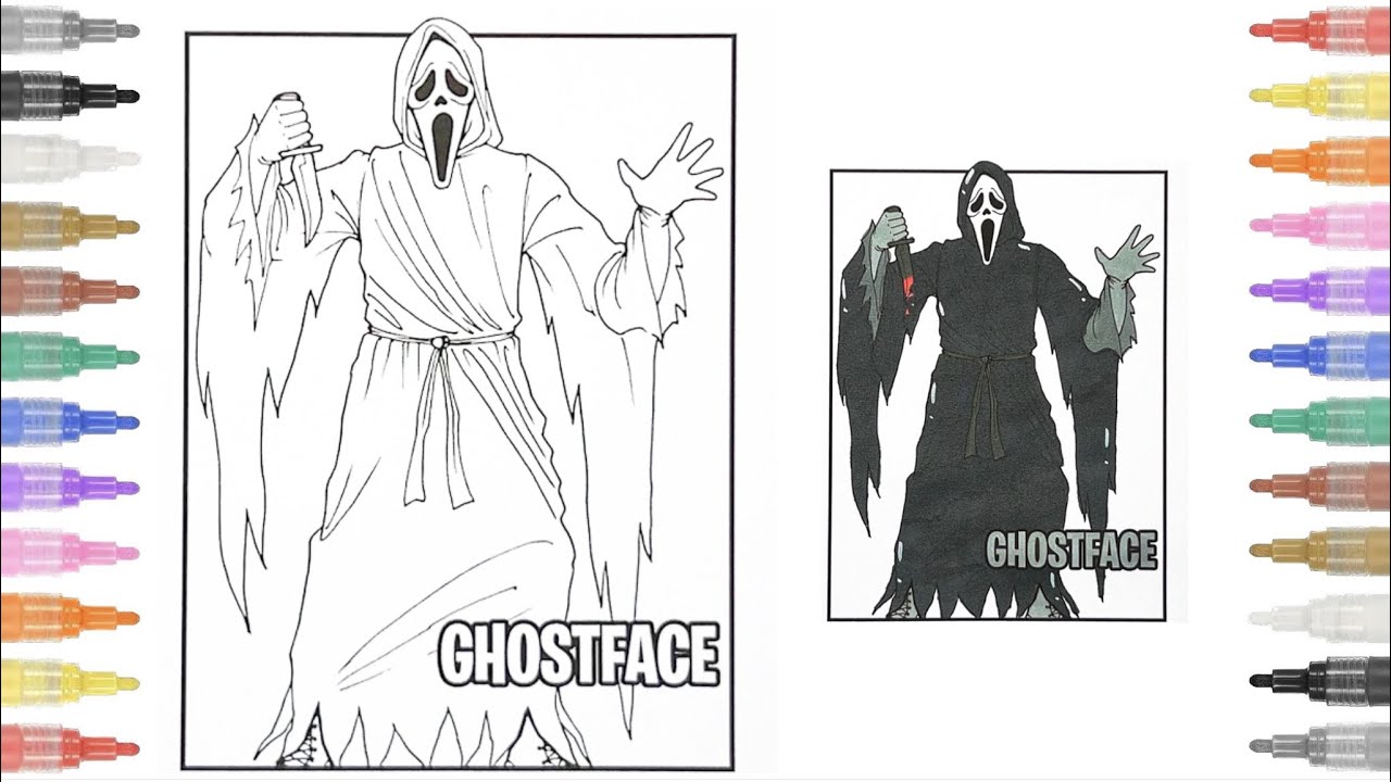 Scream mask coloring page