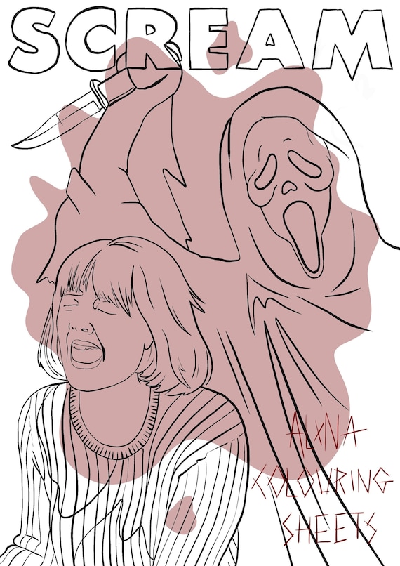 Scream ghostface colouring sheet downloadable pdf