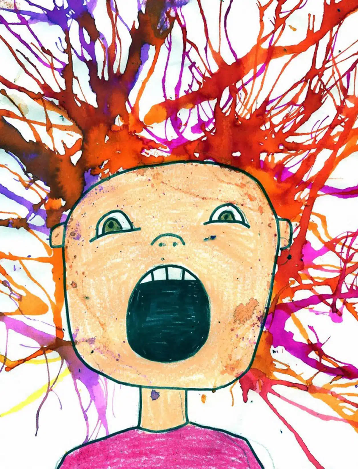 Easy scream art project tutorial and scream art coloring page