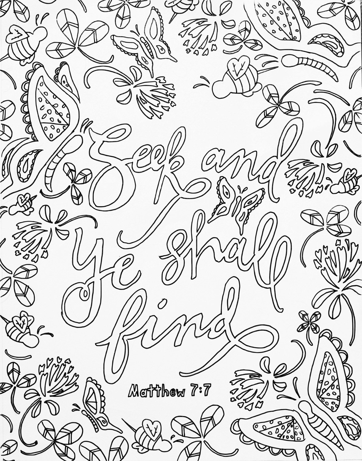 Scripture coloring page adult coloring meditation devotional coloring page matthew bible verse coloring page