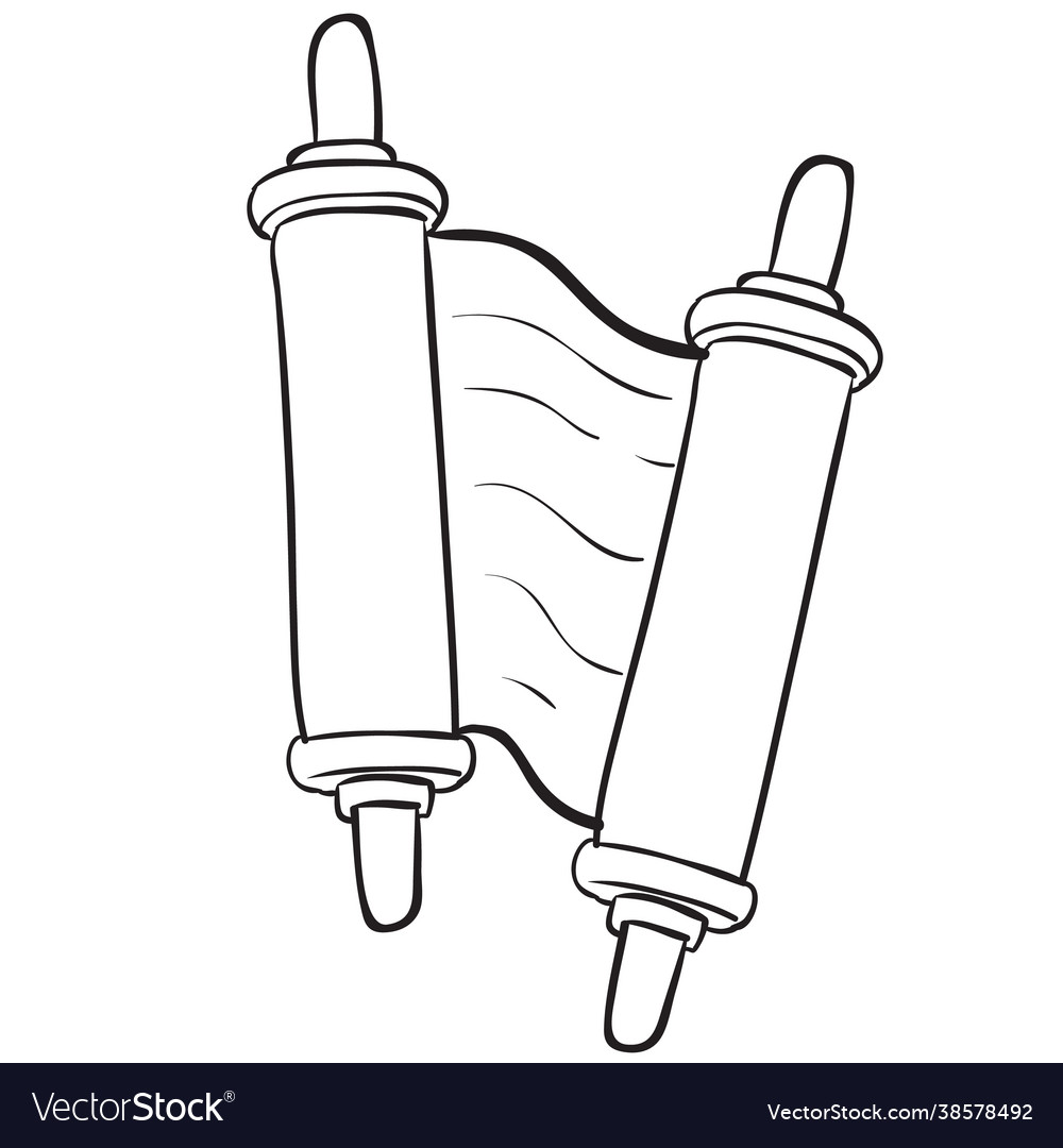 Sketch opened torah scroll coloring book isolated vector image