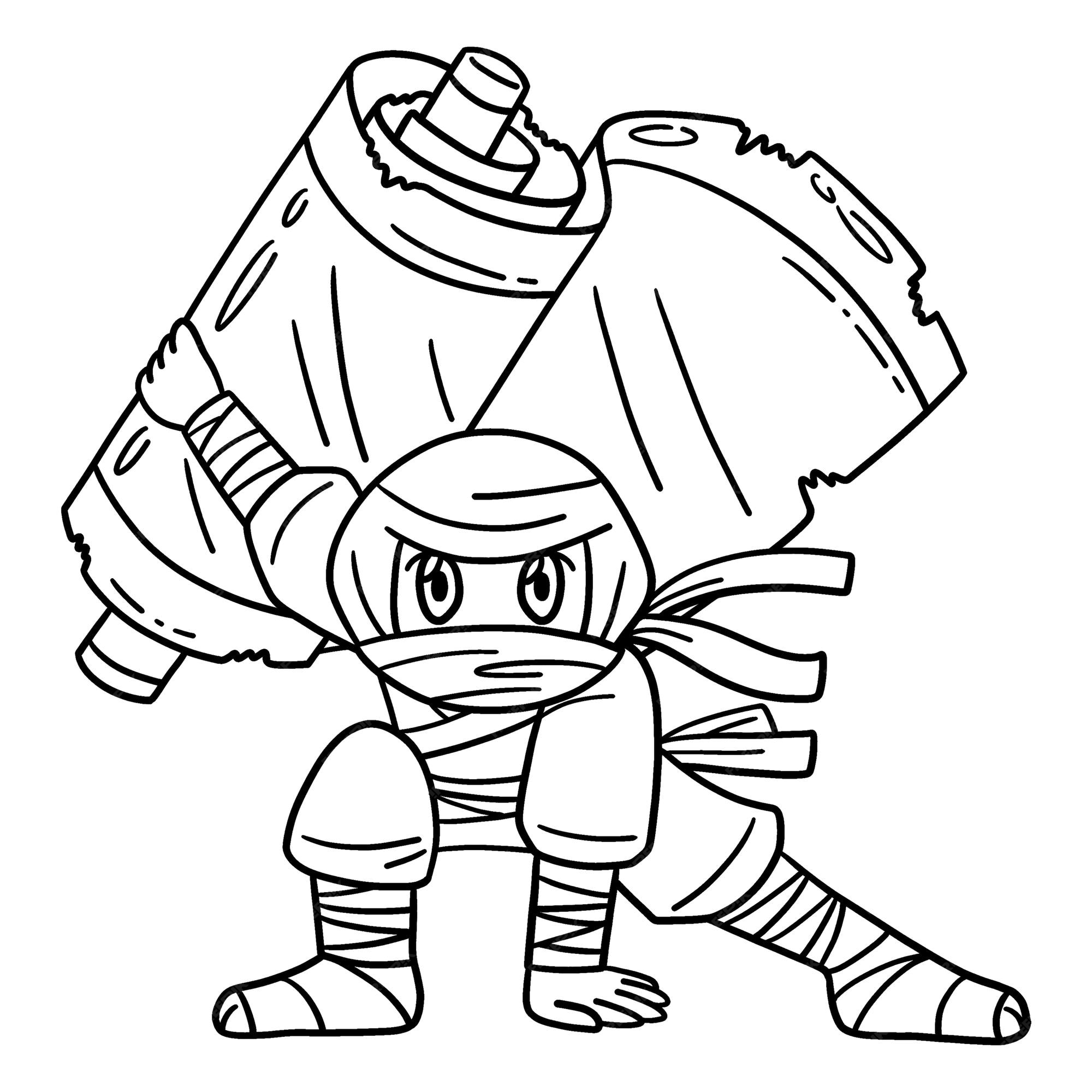 Premium vector a cute and funny coloring page of a ninja with jutsu scroll provides hours of coloring fun for children color this page is very easy suitable for little kids