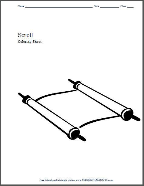 Torah scroll coloring page or project template