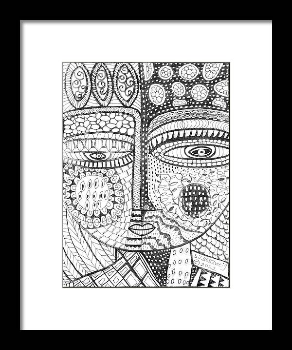 Fire volcano goddess coloring page framed print by sandra silberzweig
