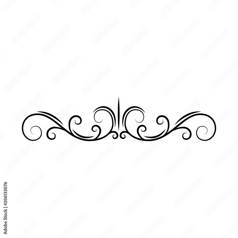Flourish page divider decorative scroll page border swirls curls book decor filigree ornamental frame vector vector