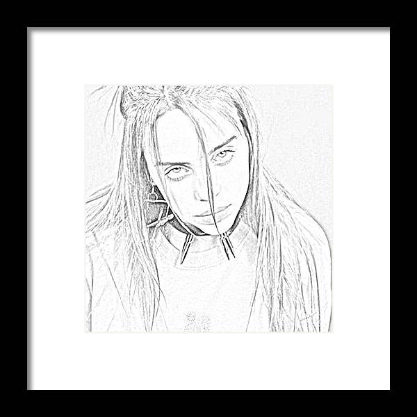 Billie eilish coloring page framed print by lisa brando