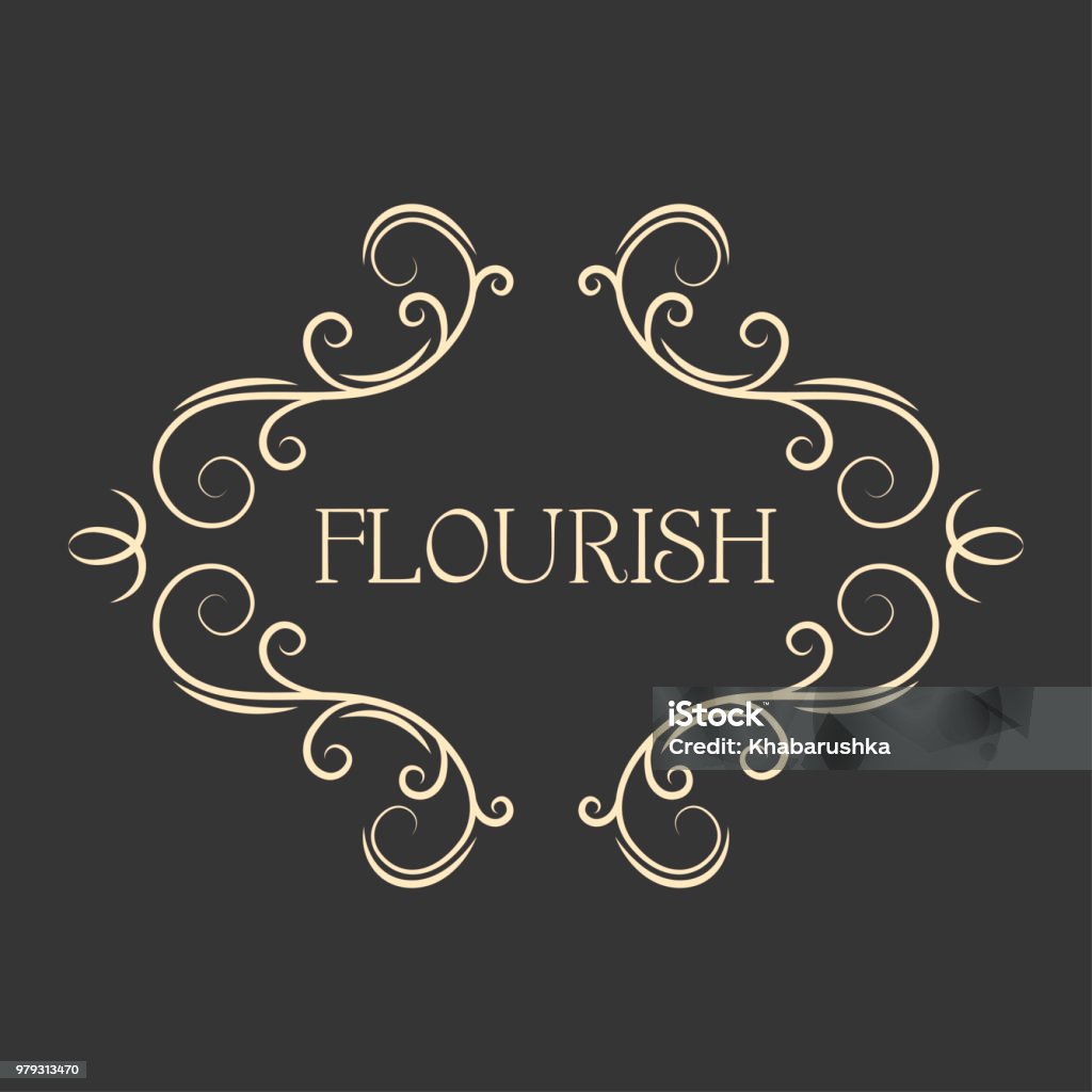 Flourish filigree calligraphic frame page scroll decoration ornamental antique borders design element save the date wedding invitation design vector stock illustration