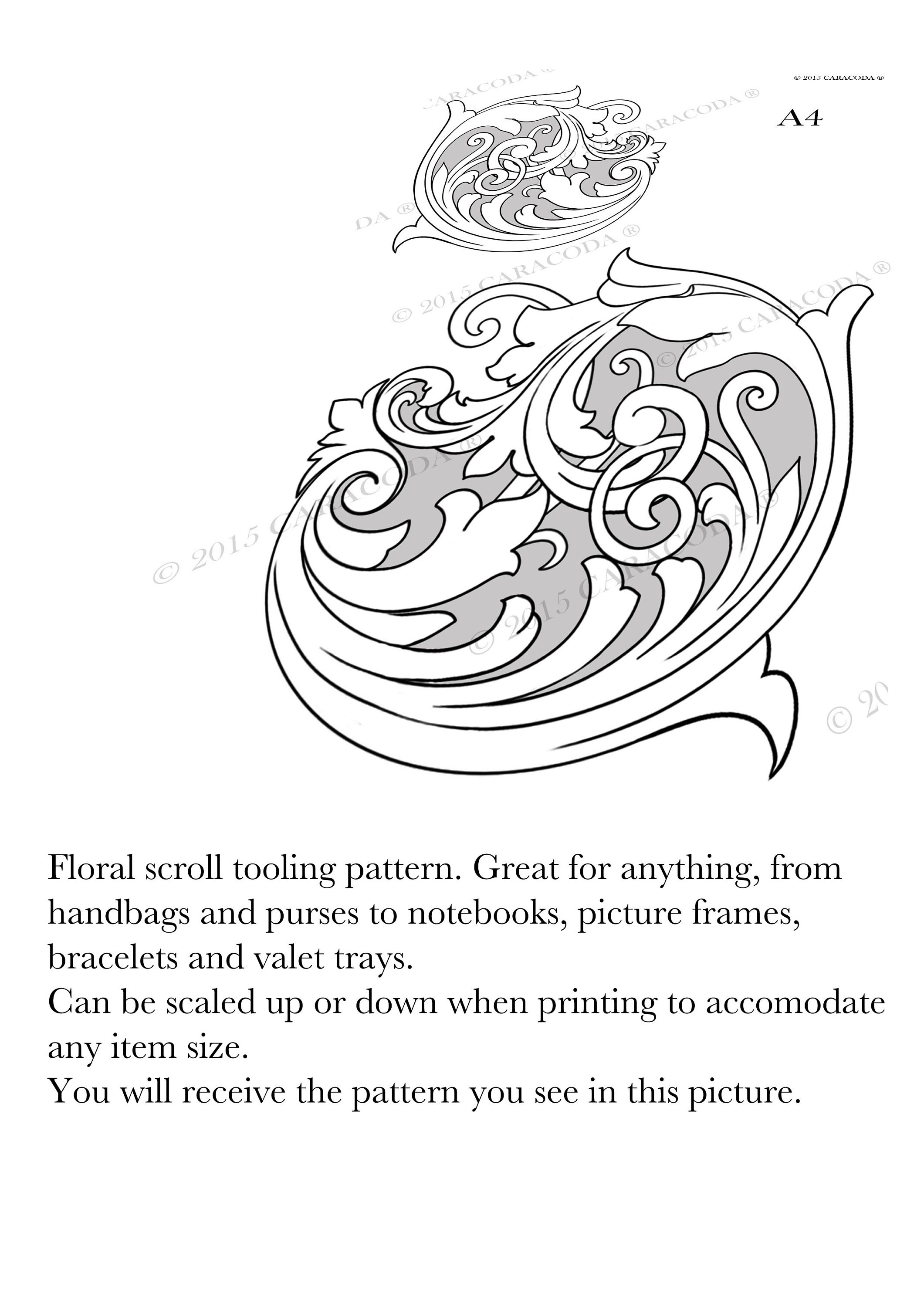 Pdf floral scroll tooling pattern notebook tooling pattern ornamentation victorian design vintage pattern purse tooling pattern scroll