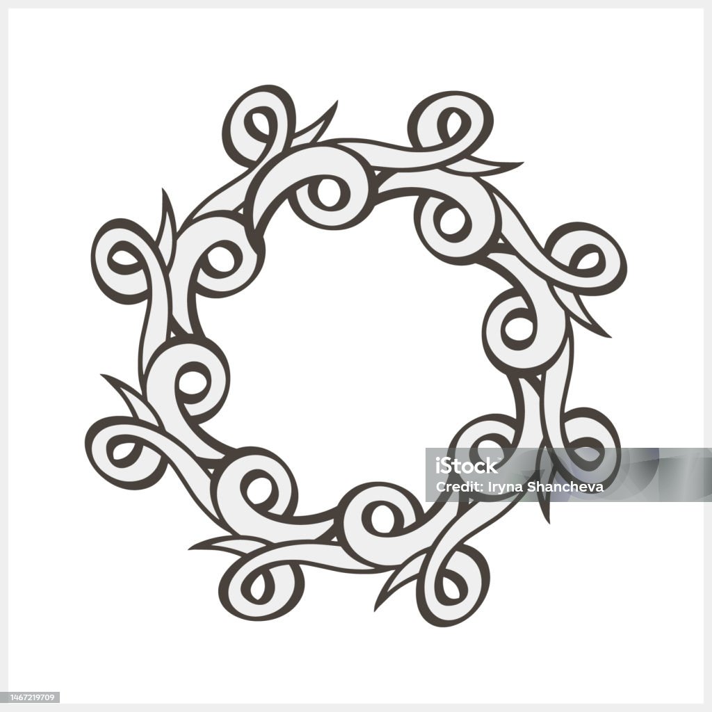 Doodle wave wreath coloring page book isolated hand drawn art line engraving sketch vector stock illustration eps stock illustration
