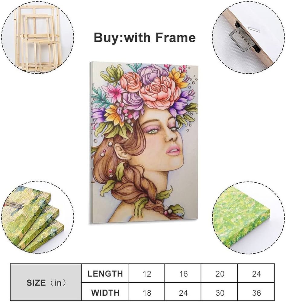 Flower girl art painting flower poster aesthetic posters wall art poster scroll nvas painting picture living room decor home framedunframed xinchxcm home