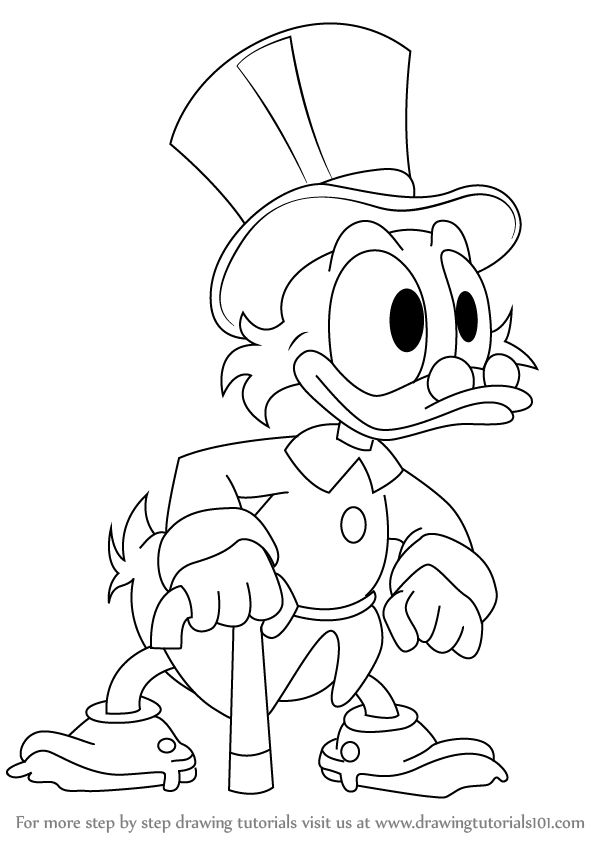 Learn how to draw scrooge mcduck from ducktales ducktales step by step drawing tutorials easy disney drawings scrooge mcduck book artwork