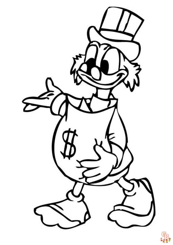 Enjoy fun coloring with cute scrooge mcduck coloring pages