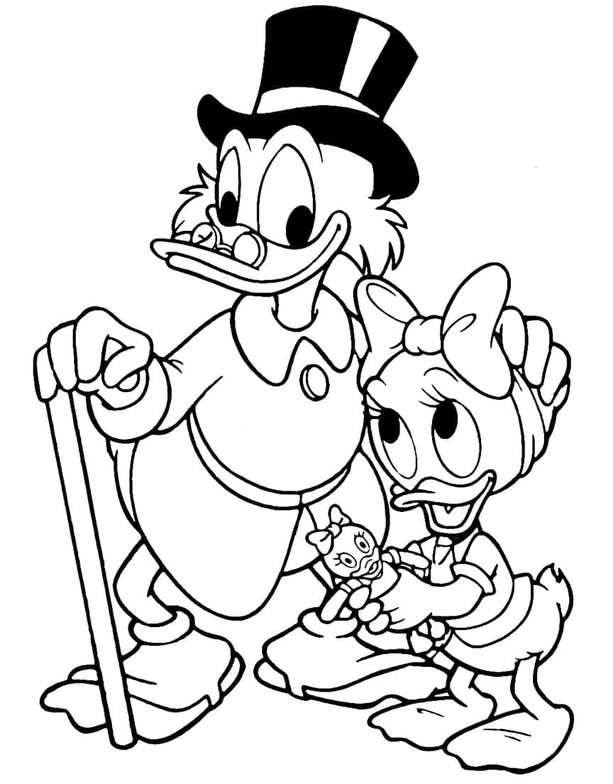 Scrooge mcduck and webby coloring page