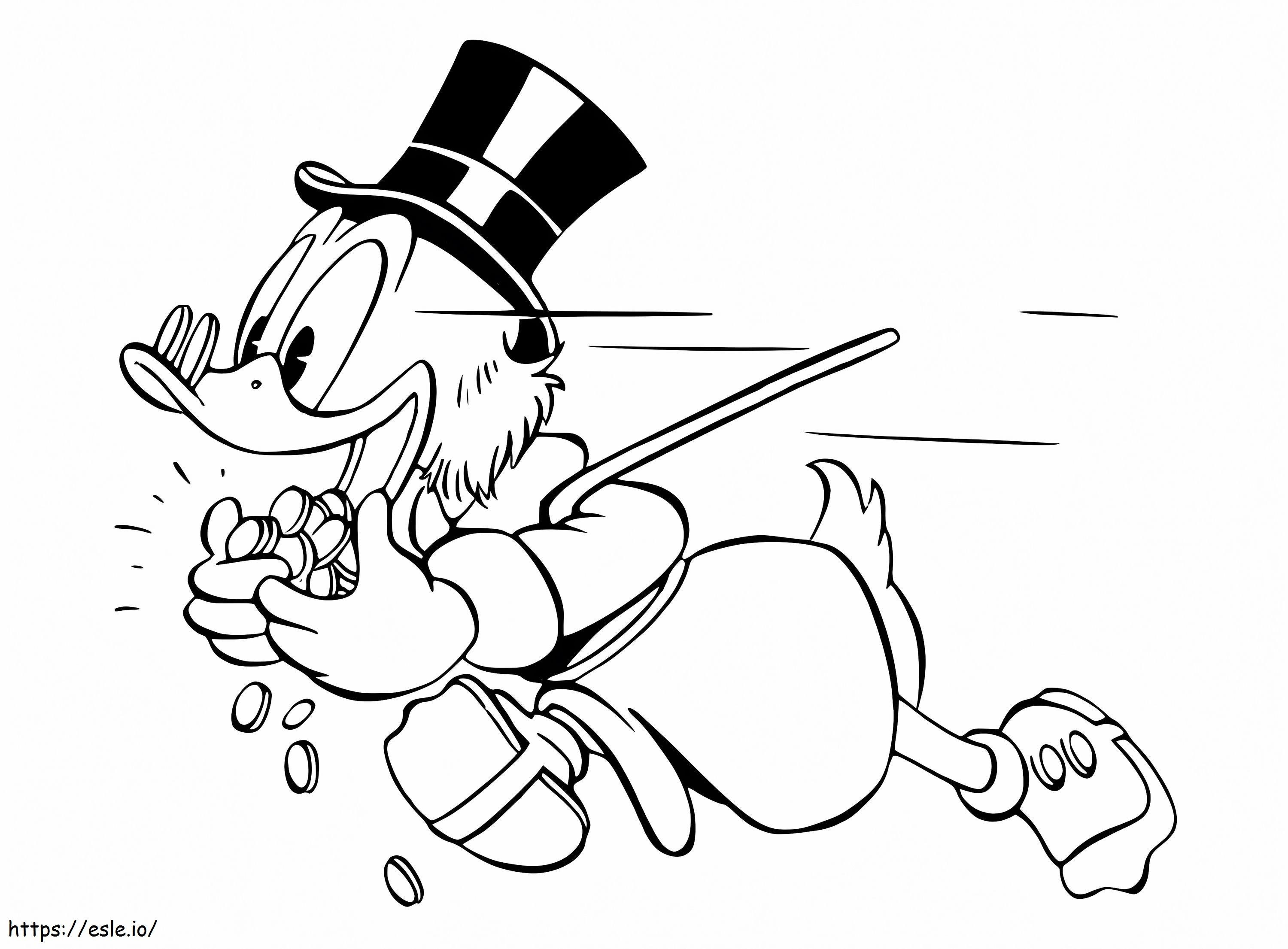 Scrooge mcduck running coloring page