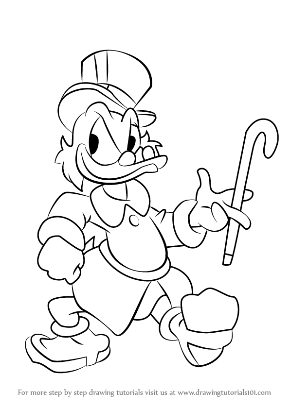 How to draw scrooge mcduck scrooge mcduck step by step